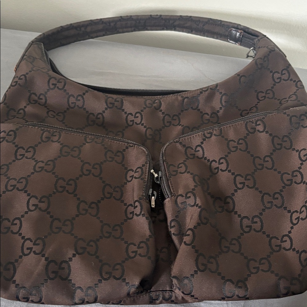 Gucci Authentic Dark Brown Monogram Shoulder Bag